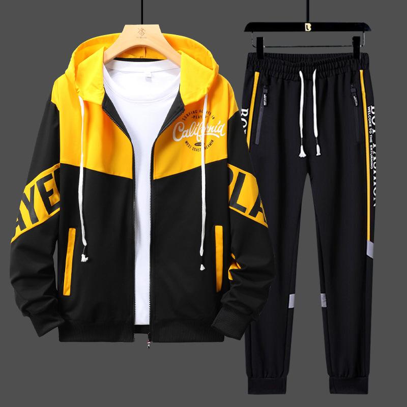 Designer-Sportanzüge für Herren, Kapuzenpullover, Hosen, 2-teilige passende Sets, Outfit-Kleidung für Herren, Kleidung, Trainingsanzüge, Sweatshirts XL gelb