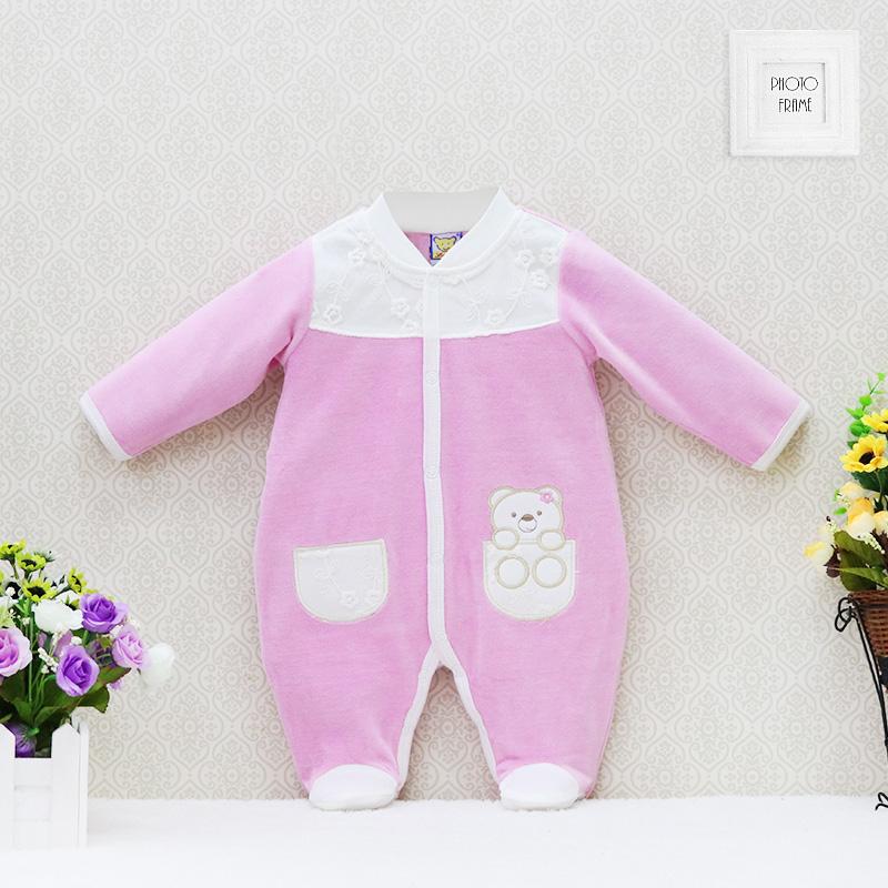 Mädchen Baby Baumwolle Knopf Strampler Herbst und Winter Kleidung Langarm Krabbeln Kleidung Neugeborenen Anzüge 6M 3/6 rosa