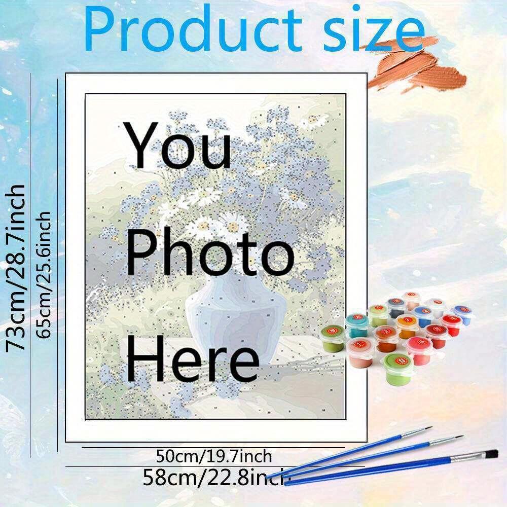 Foto Benutzerdefiniertes Bild mit Zahlen Benutzerdefiniertes Malen nach Zahlen Set, Personalisierte Foto Angepasste Zahlen Malerei Benutzerdefiniertes Geschenk Ohne Rahmen 50x65cm/19.7x25.6inch