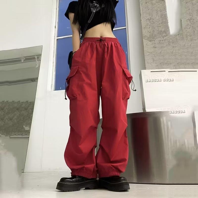 Y2K Frauen Streetwear Cargo Hosen Sommer All-Match Koreanische Harajuku Casual Solide Baggy Gerade Hosen Mode Breite Bein Taschen Joggers hosen XXXL