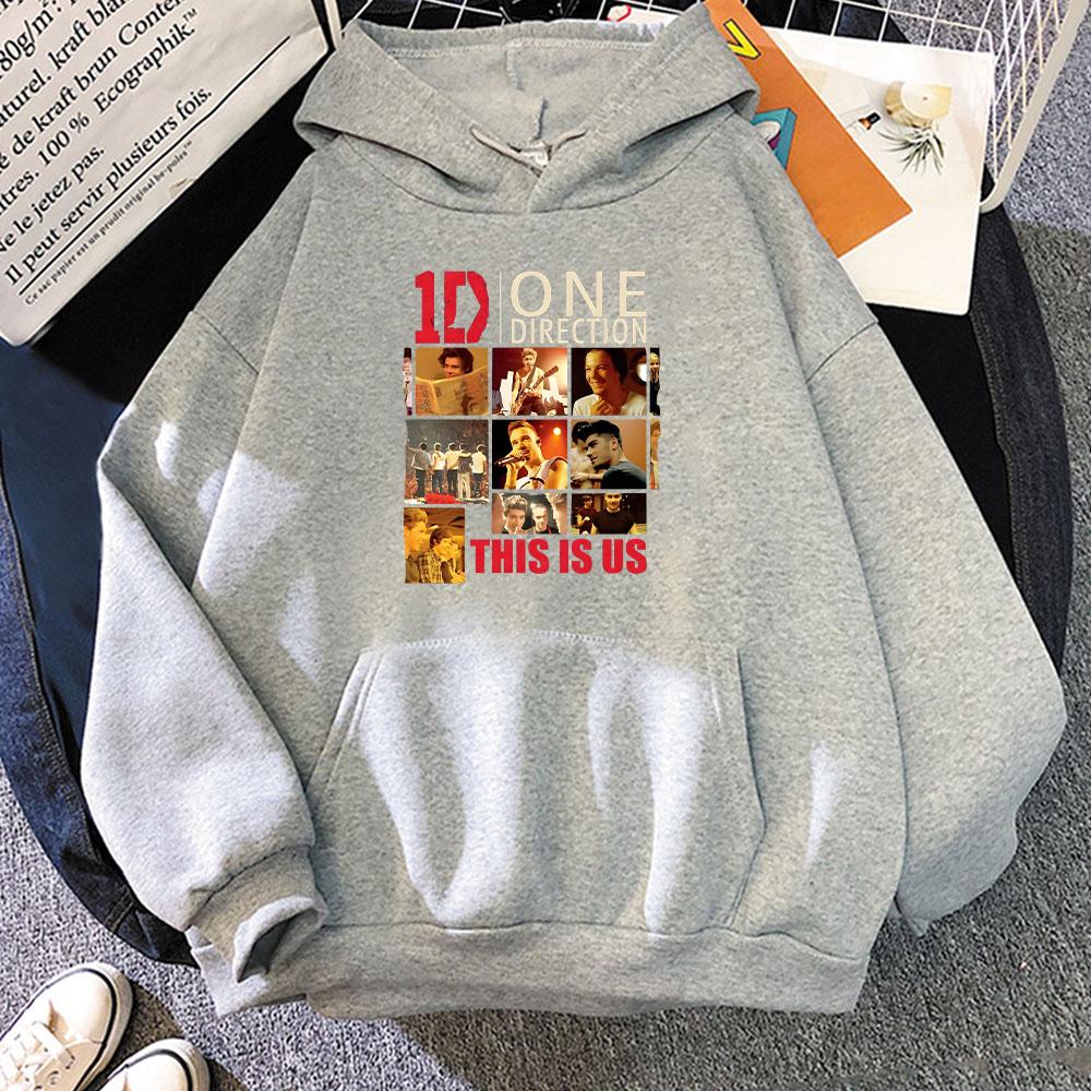 One Directions Band Hoodie Langarm Punk Sweatshirt Retro für Herbst/Winter Kleidung Hip Hop Musik Pullover S graue