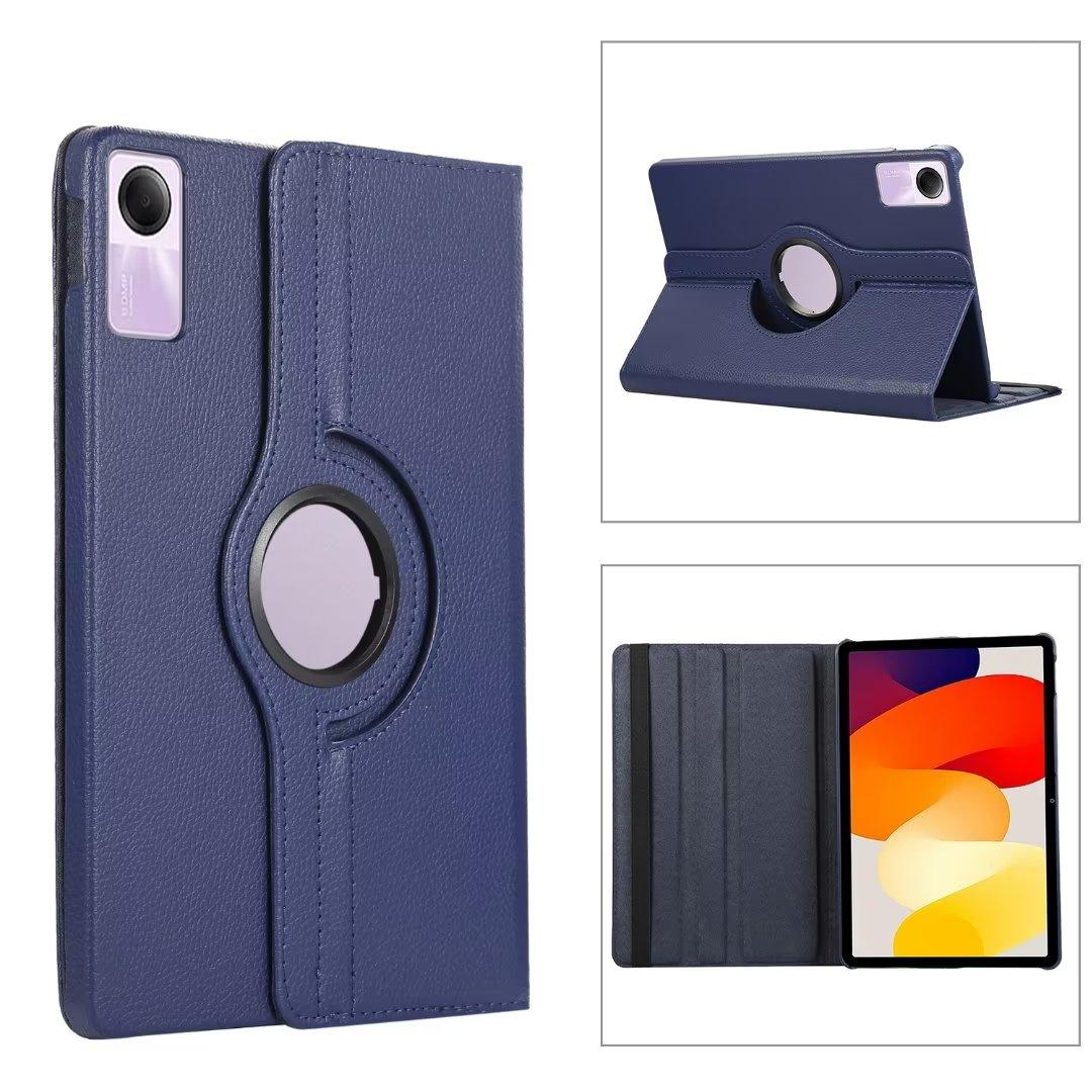 Rotierende Tablet-Hülle für Xiaomi Redmi Pad SE 2023 Xiaomi Pad 6 5 Pro 11 Zoll Abdeckung für Pad 5 12,4 Zoll Ständer PU-Lederschale Xiaomi Pad 6 navy blau