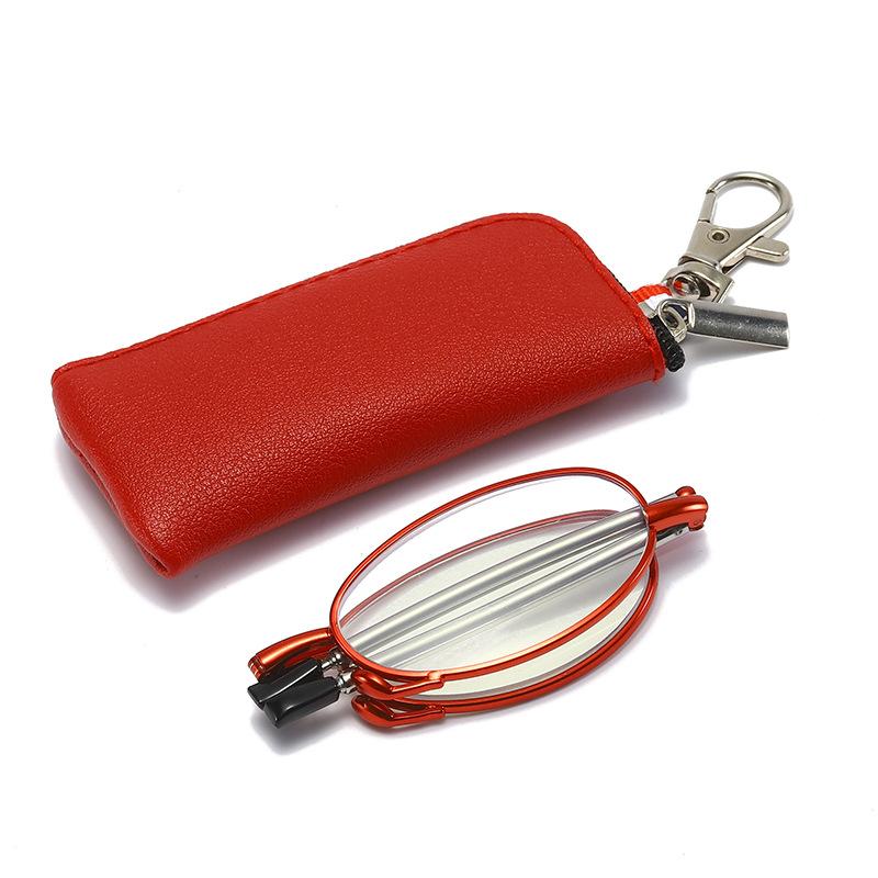 Schlüsselanhänger-Lesebrille mit Etui, Anti-Müdigkeits-Brillenbox, tragbar, faltbar, Presbyopie-Brillen-Set 2.5 rot