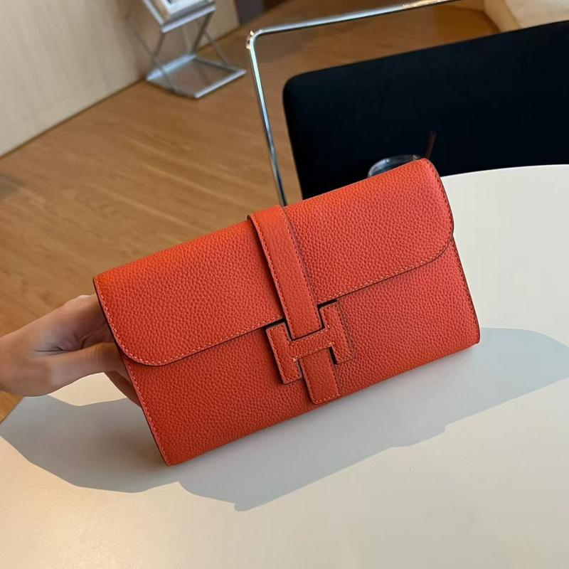 2025 neue Leder I-Schnalle langes dreifach gefaltetes Portemonnaie erste Schicht Rindsleder TOGO Leder Ledergeldbörse grenzüberschreitender Großhandel Trend 22-13*5CM orange