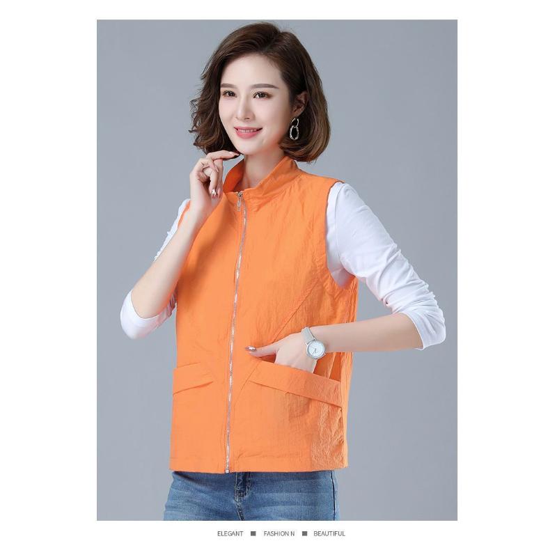 Frühling Herbst Vielseitige Dünne Jacke Damen Neue Koreanische Stil Jacke Lässige Weste XXL orange