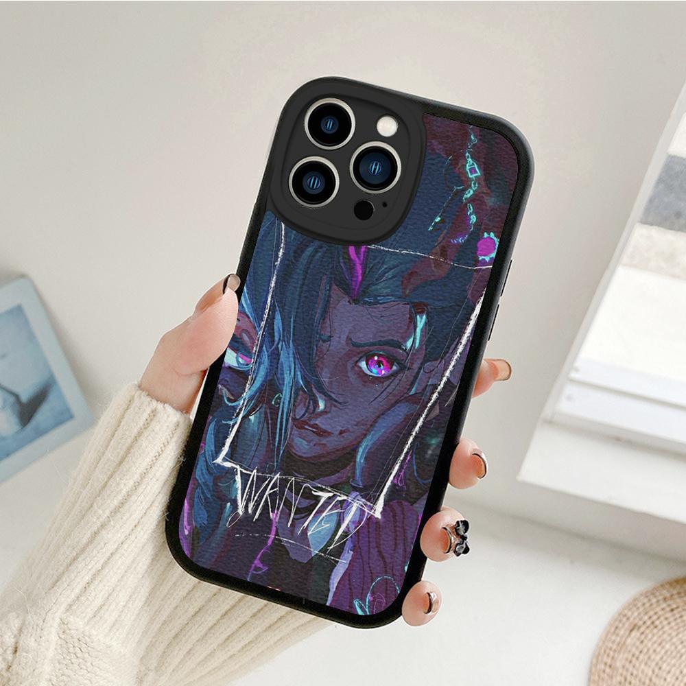 Für Iphone Anime Arcane Jinx Telefon Fall für Iphone 14 13 11 12 Pro MAX 13 12 MiNi 7 8 14 plus X XS XR Lammfell Schutz Abdeckungen iphone XR