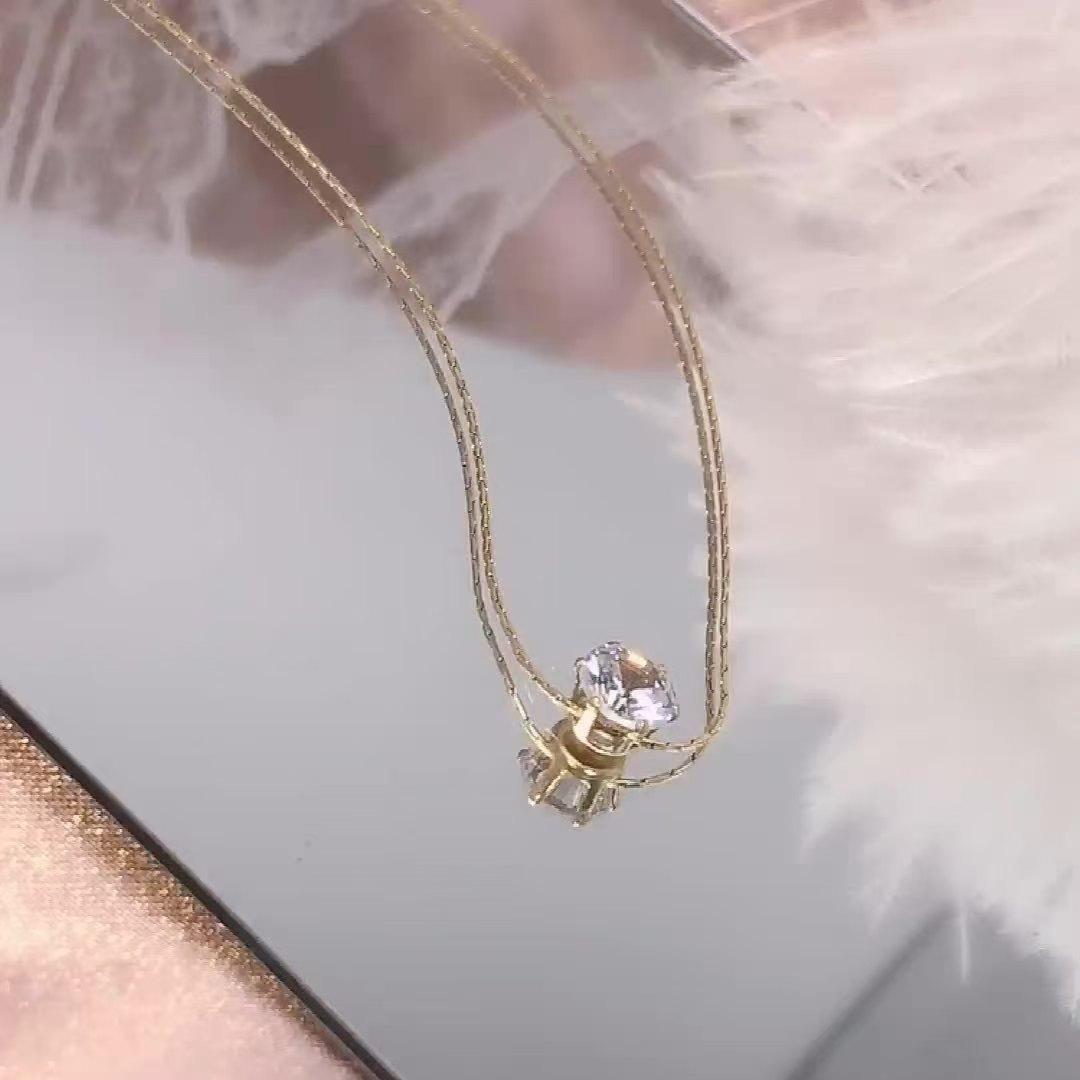 1 Stück leichter Luxus Nischen-Halskette lang nicht verblassende Accessoires Halskette High-End Zirkon tägliche vielseitige Halskette gold