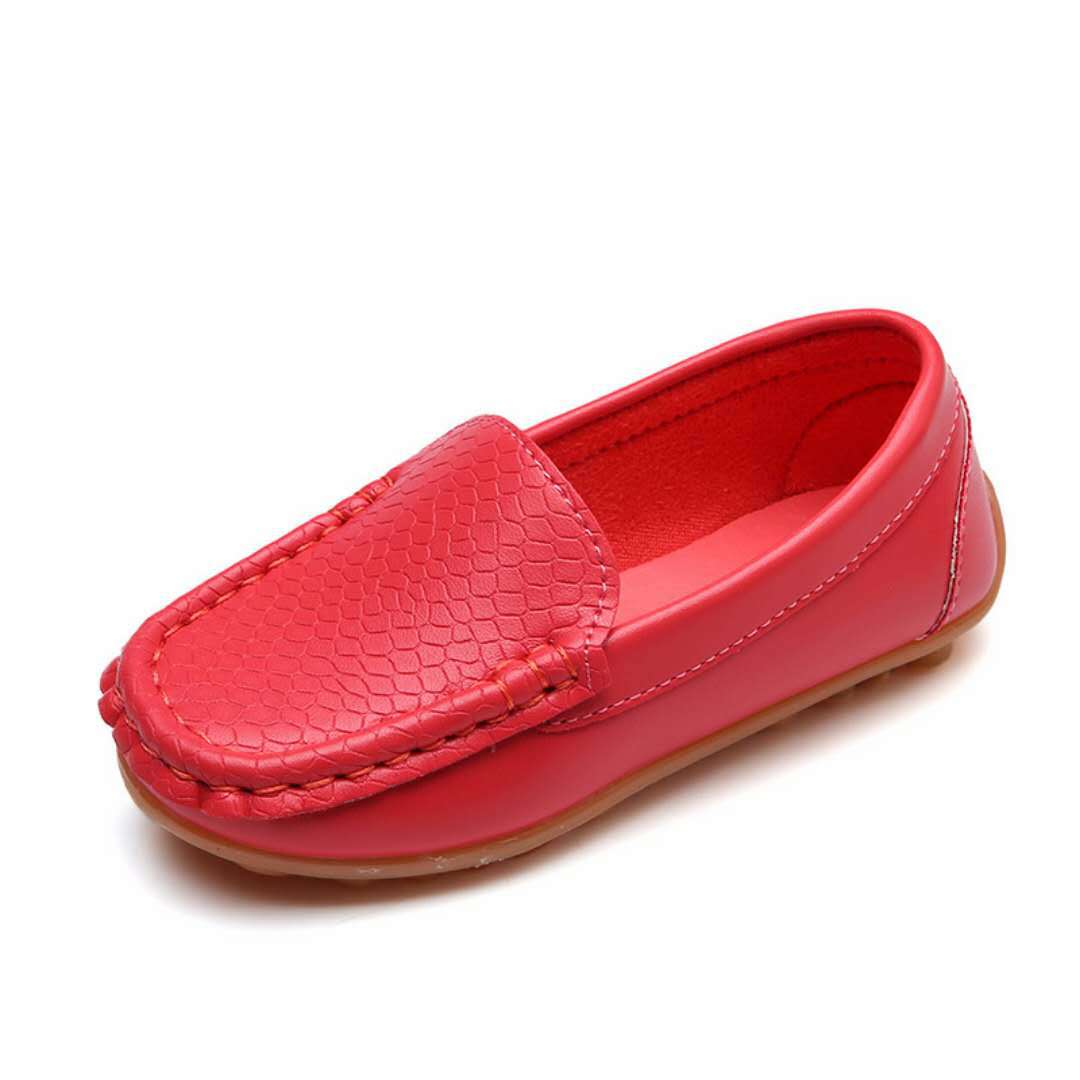 Kinderschuhe PU-Leder Casual Styles Jungen Mädchen Schuhe Weiche bequeme Slipper Slip-on-Kinderschuhe 28 rot