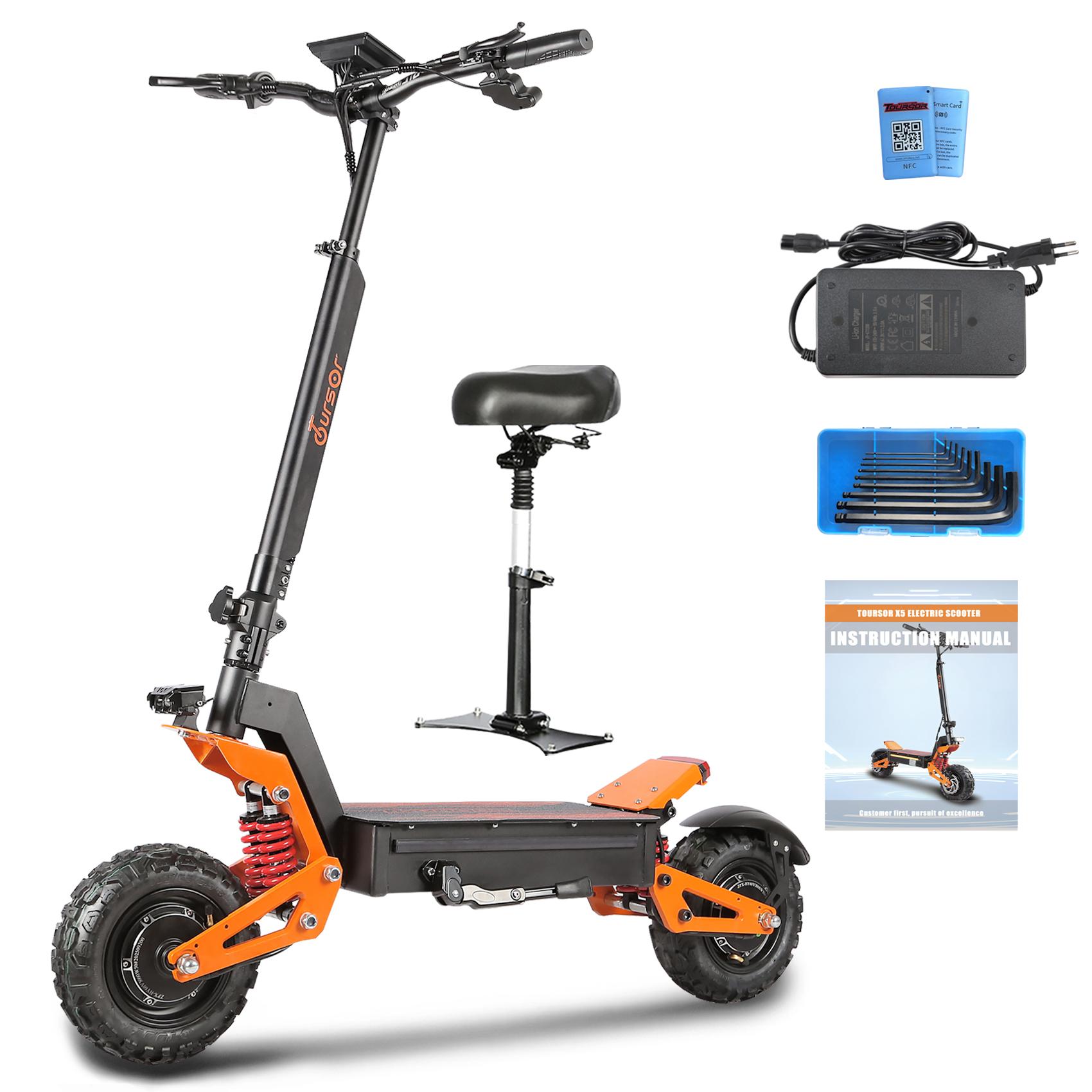 2026 neuer X5 6000W Doppelmotor Elektroroller 60V 40Ah Großer Akku mit Sitz 11 Zoll Reifen EU Elektroroller Ladefläche 6000W(dual motor)60V 35AH