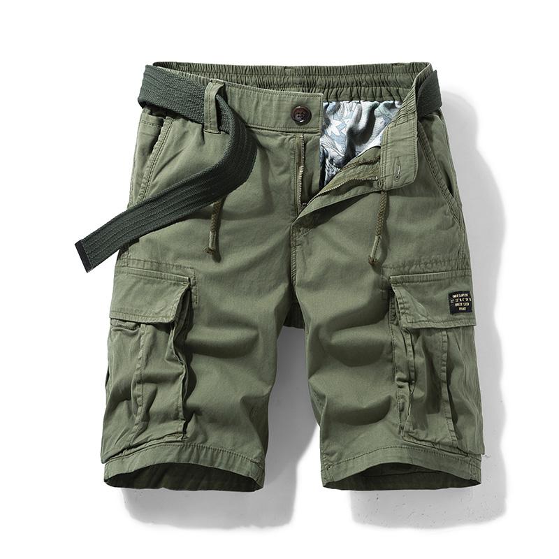 Herren Sommer Baumwolle Armee Taktische Cargo-Shorts Mode Khaki Multi-Tasche Casual Kurze Hosen Lose Militär Shorts Männer 38 armee grüne