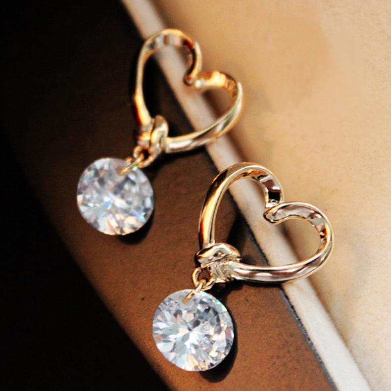 Frauen-Ohr-Schmuck-Herz-förmige Kristallohrringe Eardrop-Bolzen-Ohrring-Geschenke