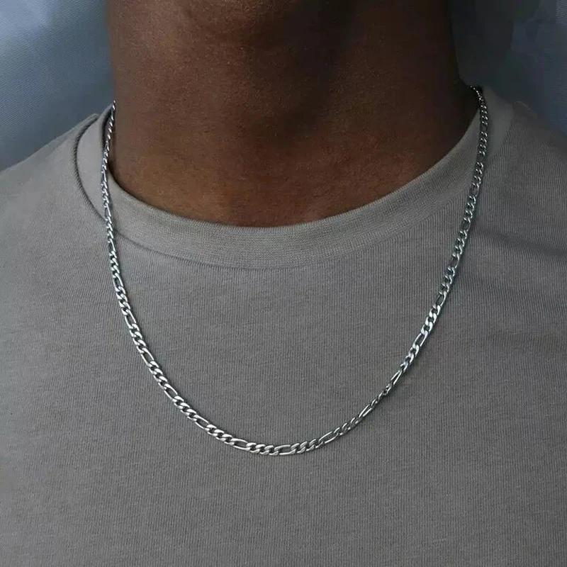 40-75cm 925 Silber 4mm Figaro Kette Halskette Für Damen Herren Lange Halskette Hip Hop Schmuck Geschenk 60cm