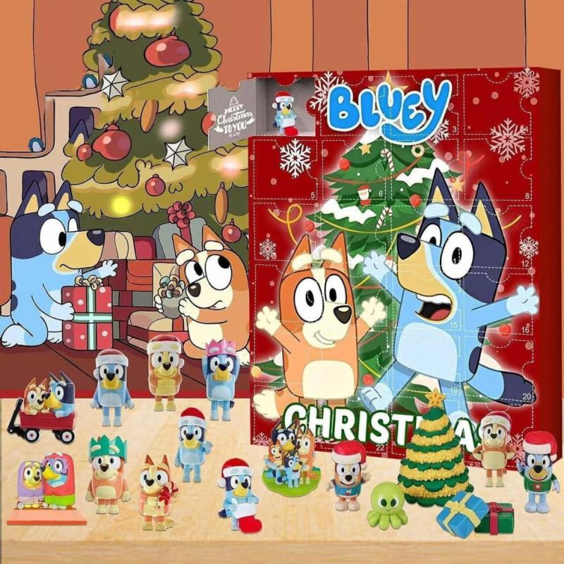 Bluey Weihnachts-Adventskalender mit 24 Geschenken, Kinder Weihnachts-Countdown-Kalender, Feiertags-Überraschungsgeschenkbox, Australisches Zeichentrickthema