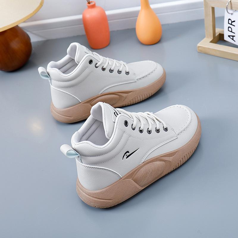 Herbst Neue Plateau Shake Schuhe Vielseitige Stilvolle Damenschuhe High Top Weiße Schuhe Lässige Retro Damenschuhe 40 beige