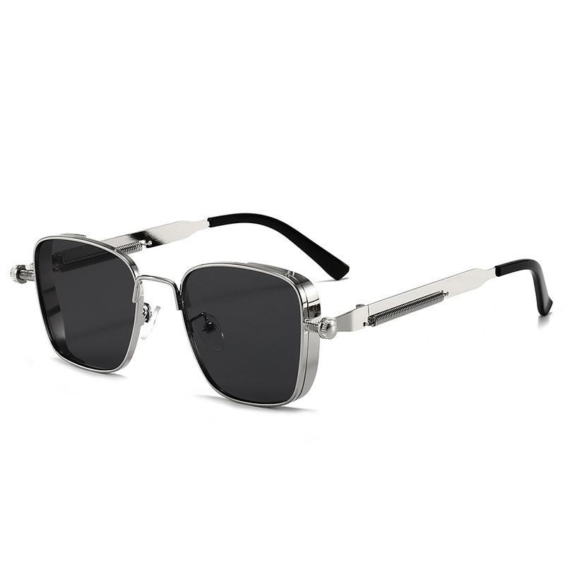 Polarisierte Sonnenbrille Herren High-End Schön Fahren Spezial Anti-UV Hohe Qualität Metall Punk Modetrends Sonnenbrille grau