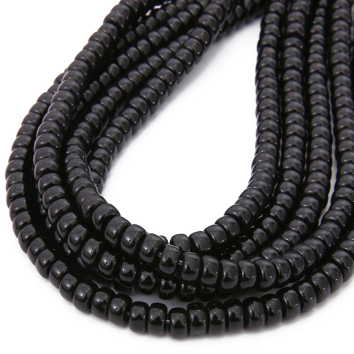 6x4mm 8x6mm Rad Glas Glänzend Perlen Runde Spacer Perlen Für Schmuck Machen DIY Armband halskette Zubehör 6x4mm 100pcs schwarz