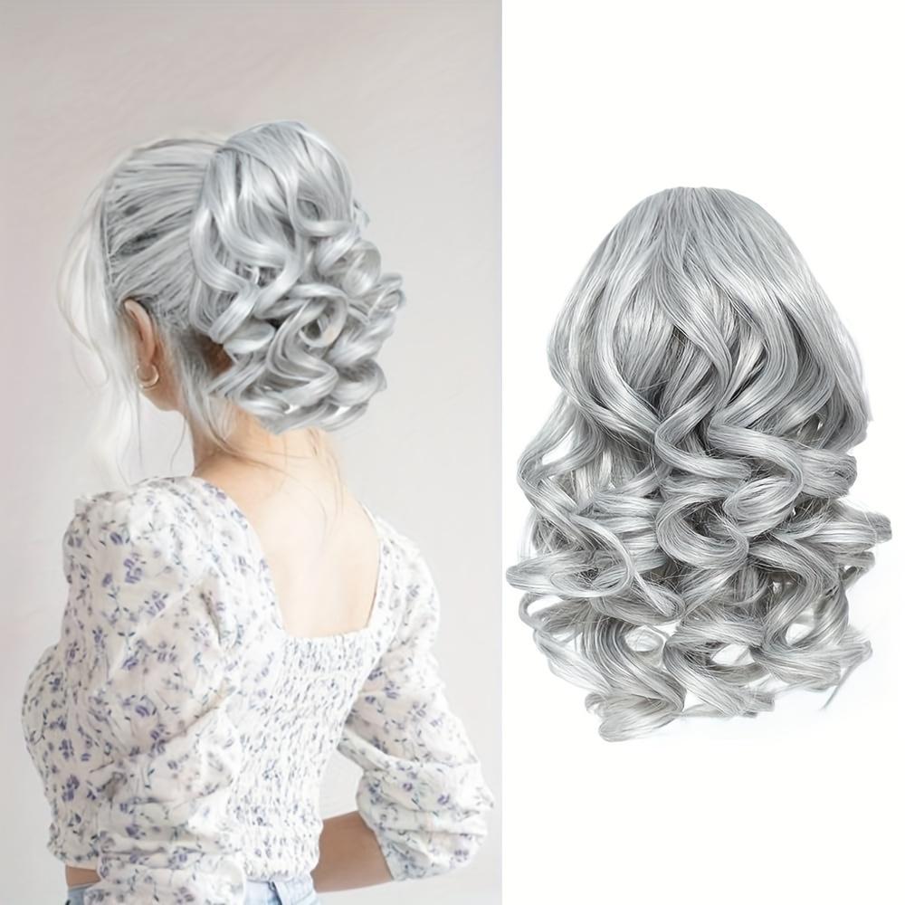 Pferdeschwanz, kurz, lockig, mit Kordelzug, Pferdeschwanz, Haarverlängerung, Kunsthaar, Pferdeschwanz, Haarteile für Frauen PY284-GREY