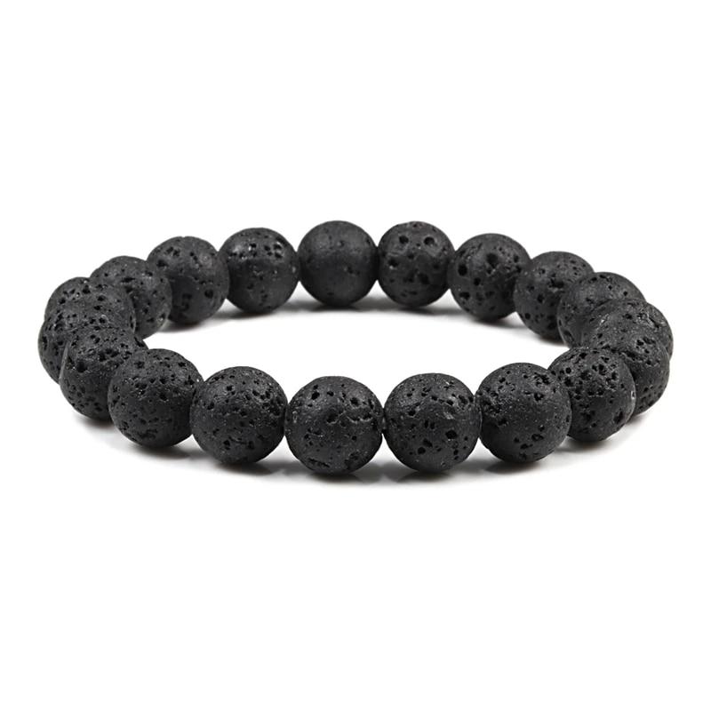 Charme Armband Naturstein Perlen 6/8/10mm Vulkanischen Lava Tigerauge Perlen Elastische Armbänder Für Männer frauen Schmuck pulsera hombre 17cm