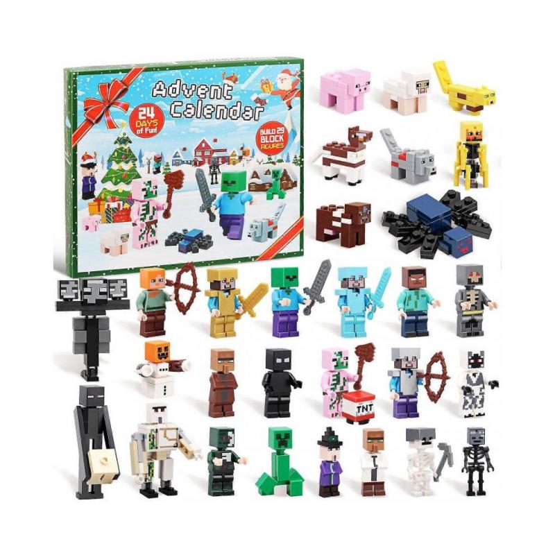 Adventskalender 2025 Minecraft, 24 Tage Spielfiguren Bausteine Countdown-Kalender, Jungen Adventskalender Überraschungsgeschenk