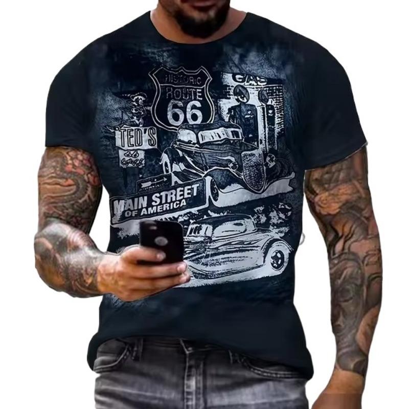 Vintage Motorrad Print Kleidung Männer Grafik T-Shirts Herren Sommer Kleidung T-Shirts Männer Kurzarm T-Shirt Vintage Grafik T-Shirts M