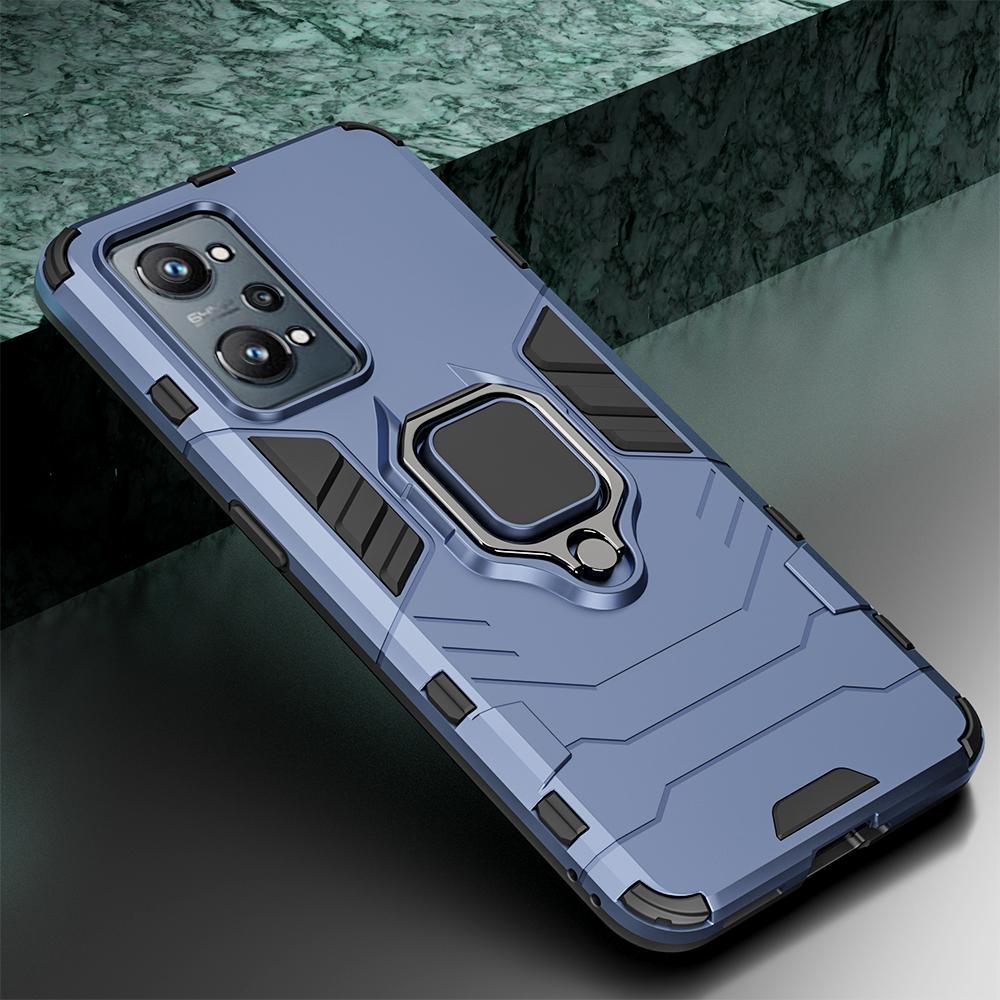 KEYSION Stoßfeste Hülle für Realme GT Neo 2 2T C20A C21Y C25S C11 2021 8i Narzo 50A 50i Ring-Stand-Telefon-Rückseite für OPPO A95 for Realme C11 2021 blau