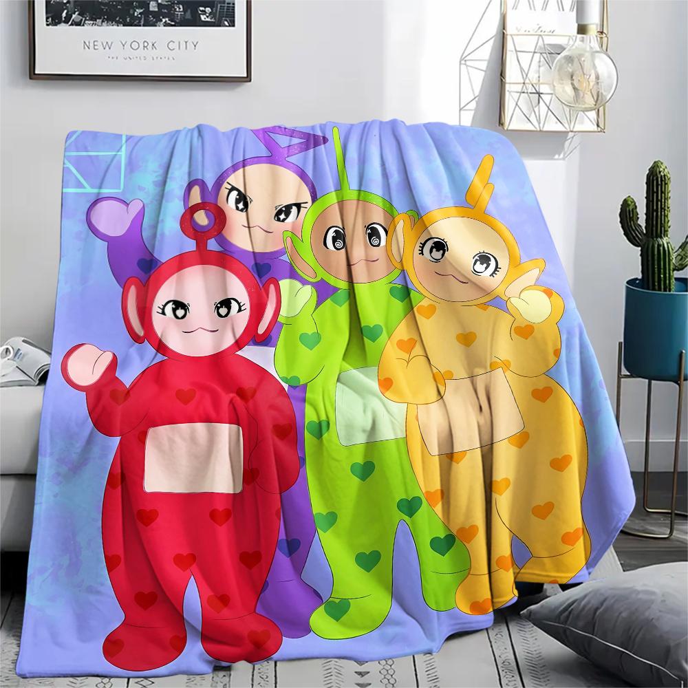 1 Stück Teletubbies Aufdruck Flanelldecke, Hohe Qualität, Bequem für alle Jahreszeiten, Heimdekoration, Wärme und Komfort, Perfekt für Weihnachtsgeschenke 130cm x 150cm