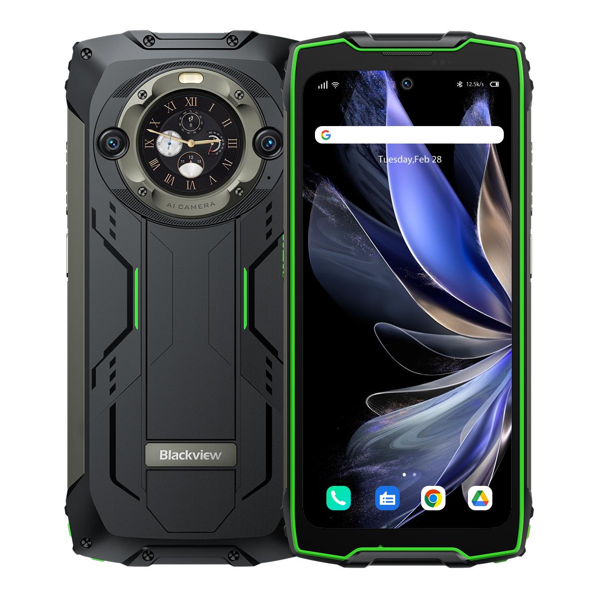 Blackview BV9300 Pro Helio G99 Robustes Telefon Android 13 RAM 8 GB/12 GB ROM 256 GB 6,7 120 Hz Display 15080 mAh mit 33 W Ladung 100 LM Taschenlampe 12+256 only cell phone grün
