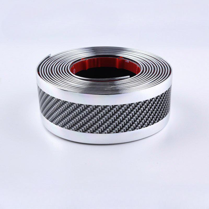 1M Carbon Fiber Gummi Styling Auto Aufkleber Türschweller Schutz Waren Zubehör Carbon Türschwelle für Auto Zubehör 1M*5CM silber