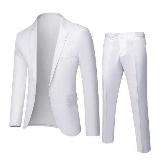 2-teiliges/Set Herren Anzug Revers Langarm 3D Maßanzug Mantel Mid-Rise Einfarbig Lange Hosen Set Hochzeitsfeier Business Anzug L