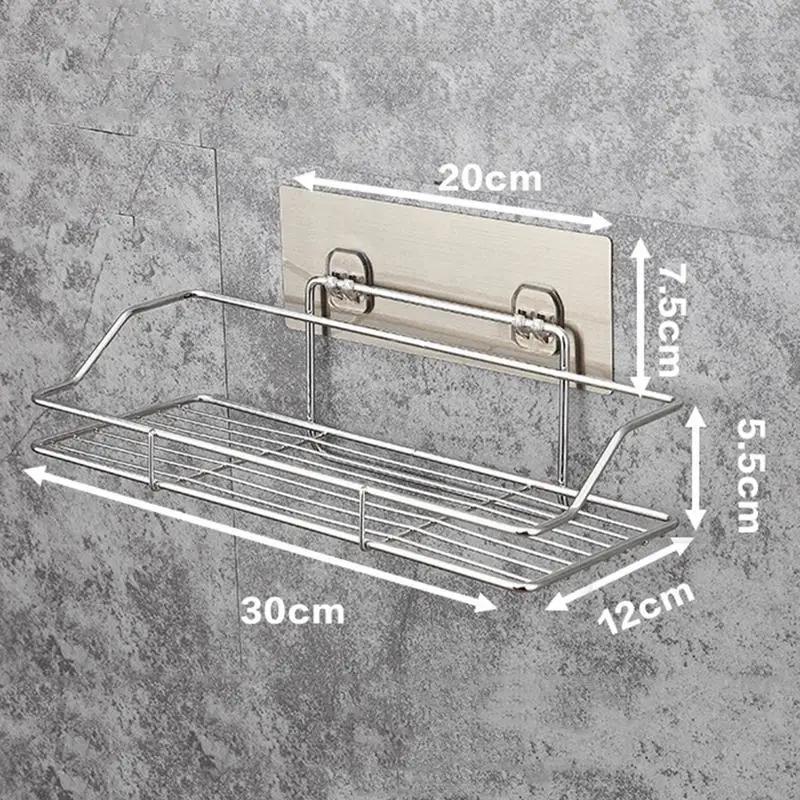 Edelstahl Badezimmer Wand Lagerregal Halter Rack Punch-Free Küche Badezimmer Toilette Wandbehang Lagerregal M