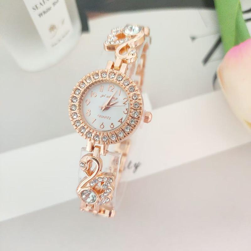 Anmutige und modische Diamant-Schwan Damenarmbanduhr Voll-Diamant Digitale Studentinnen-Golduhr rose gold