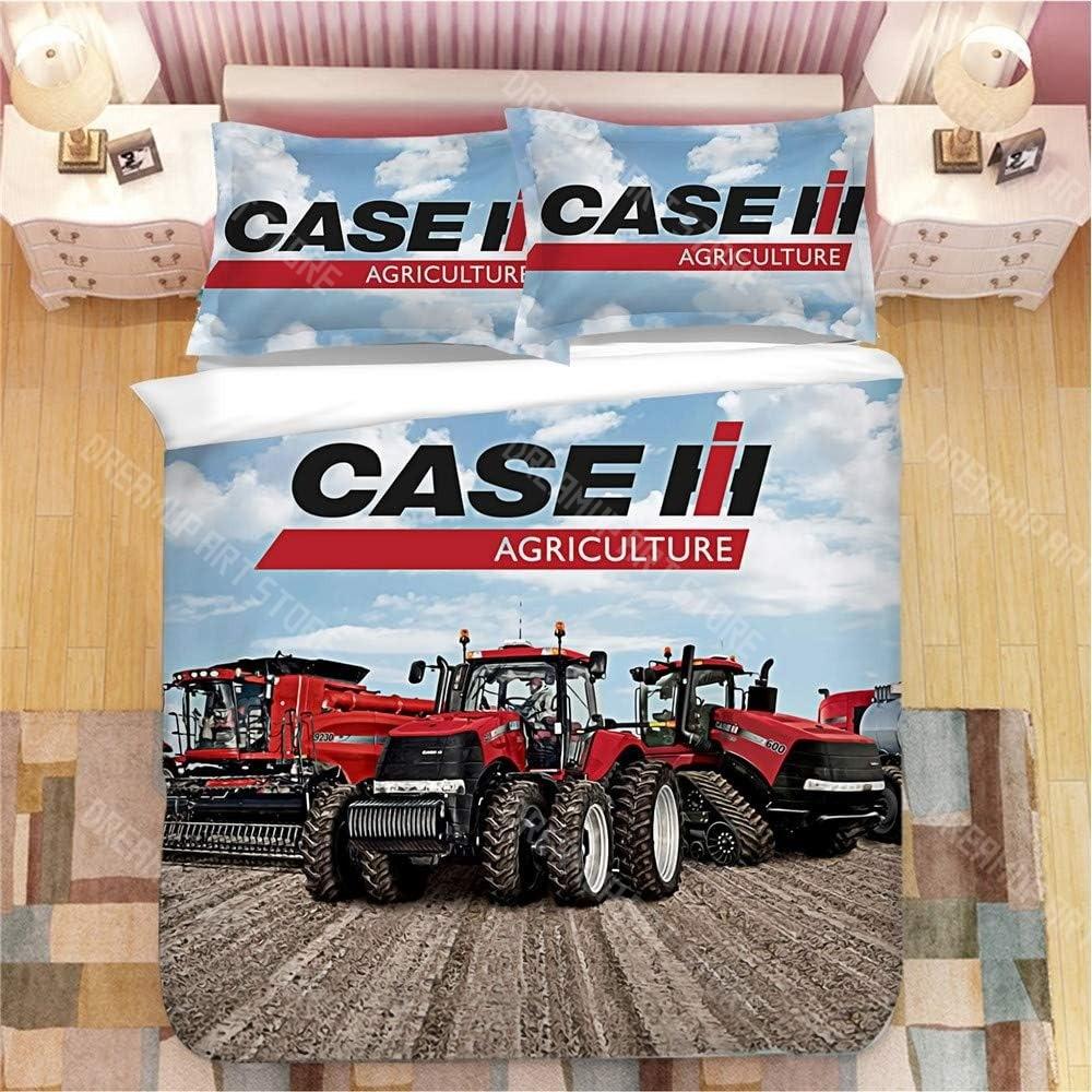3D-Druck Traktor Bettbezug-Set Jungen Traktor Bettwäsche-Set LKW Bettwäsche-Set Landwirtschaftliches Werkzeug Wagen Bettdeckenbezug-Set EU Single 135x200cm white