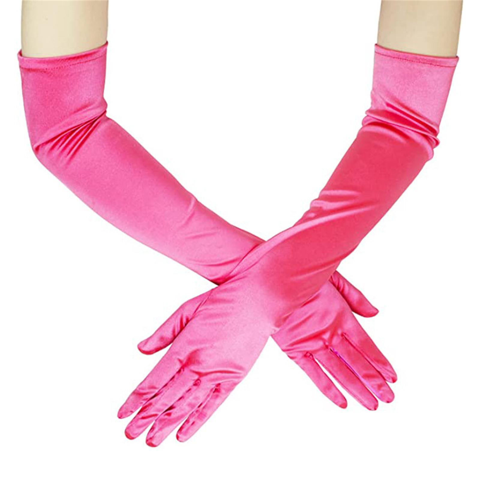 Hochzeitshandschuhe, lange Satin-Handschuhe für Damen, formelle Performance-Handschuhe, Satin-Handschuhe, Tanzhandschuhe, Bankett-Handschuhe, Abschlussball-Handschuh heißes rosa