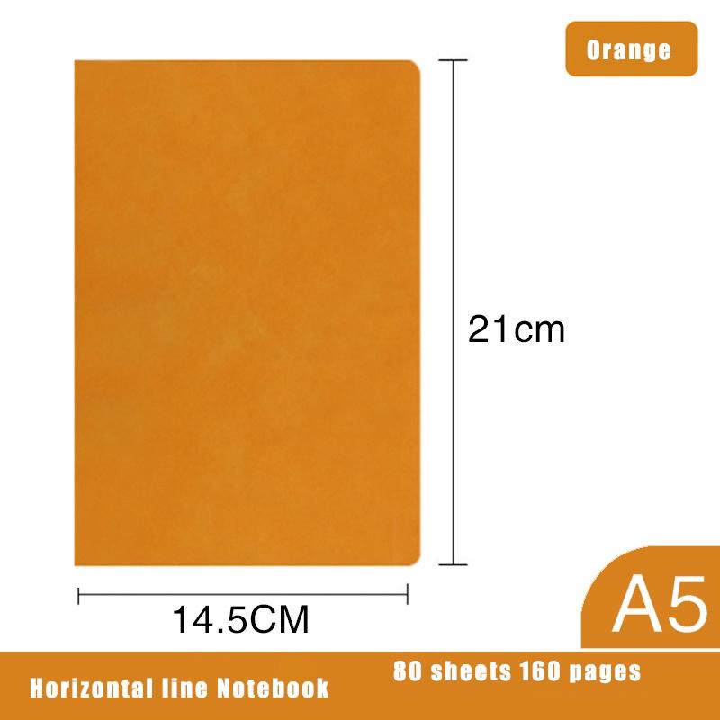 A4/A5 Notizbuch aus weichem Leder, verdicktes Notizbuch, Arbeitstreffen, Klassenzimmer, Aufzeichnung, Notizbuch, Tagebuch, Buch, horizontale Linie, Innenseite A5 160pages orange