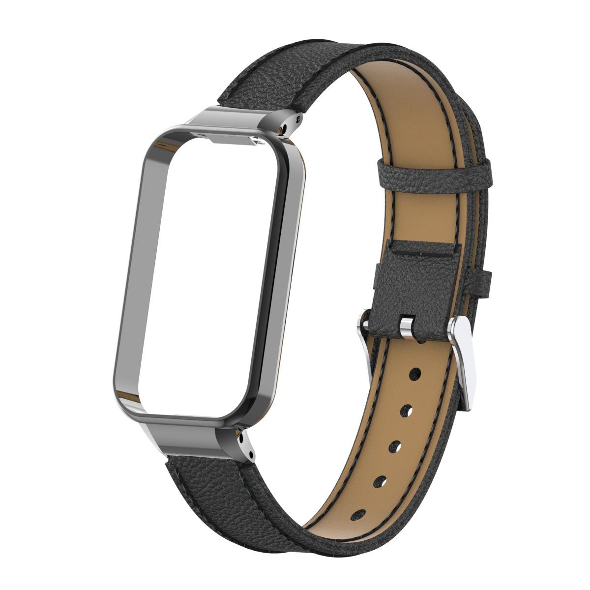 Lederarmband für Xiaomi Smart Band 9 Active Smart Watch Armband Armband Ersatz für Redmi Band3 Armband schwarz
