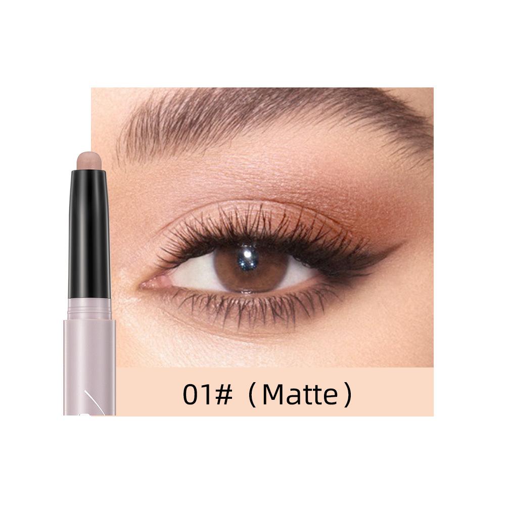 Qibest Lazy Eye Shadow Stick, kein Verschmieren, einfach zu färben, Perlmutt-Glitzer, aufhellender Highlighter-Lidschatten-Stick 01#