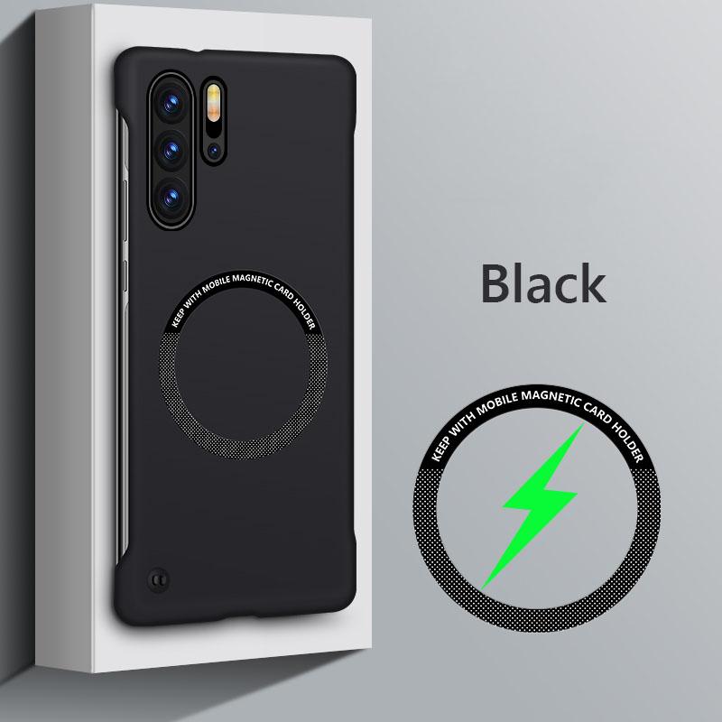 Rahmenloses magnetisches für Magsafe Slim Case für Huawei P30 Pro P40 P50 Pro P30Pro 5G Wireless Charging Hard Back Cover For Huawei P30 schwarz