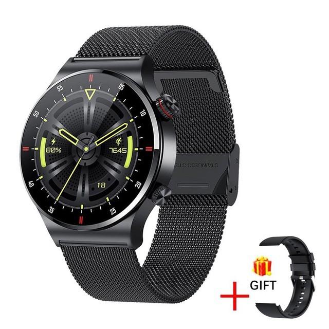 GPS EKG+PPG Bluetooth Anruf Smartwatch Herren 2025 Sportarmband NFC Wasserdicht Benutzerdefiniertes Zifferblatt Herren Smartwatch Für IOS Android mesh-belt schwarz