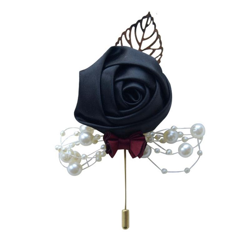 Zeremonie Ball Corsage Brosche Hochzeit Braut und Bräutigam Simulation Blumen Corsage schwarz