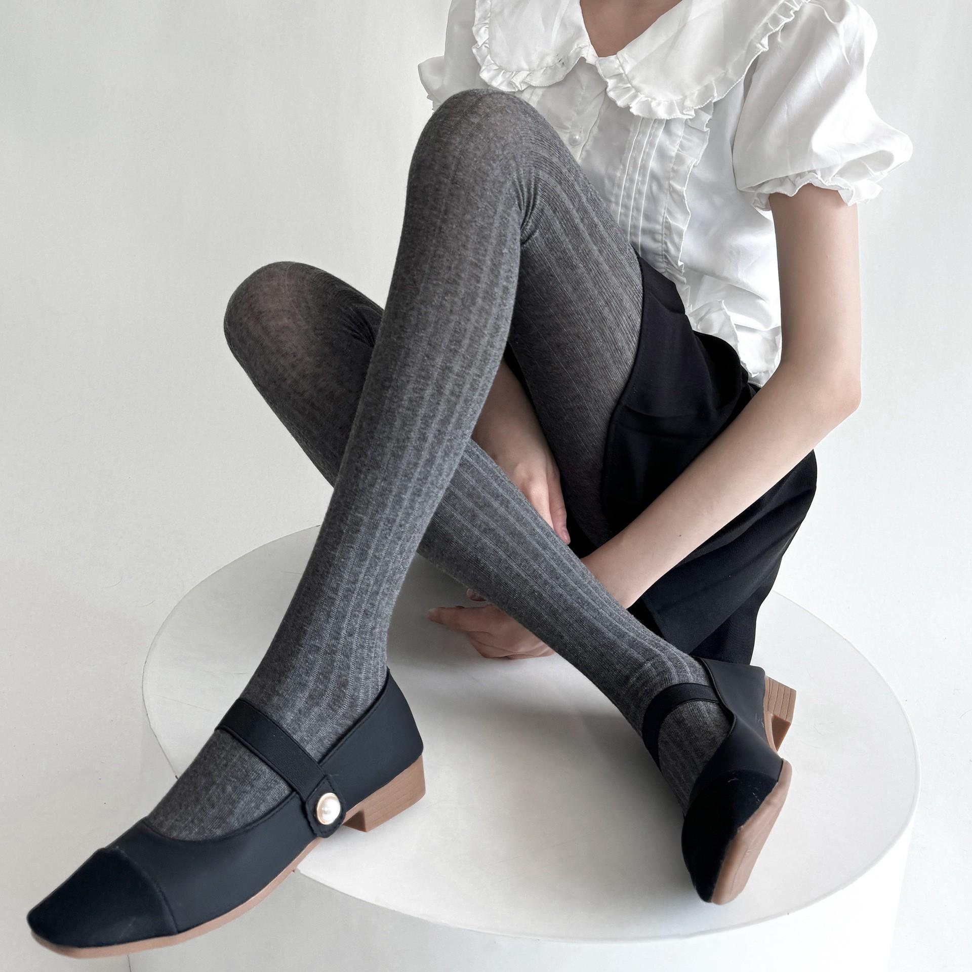 Herbst und Winter Damen Strumpfhosen Strumpfhosen Vertikales Muster Schlanke Strümpfe Leggings Sexy Dessous Oberschenkelhohe Strümpfe Strumpfhosen One Size gray