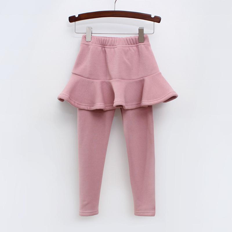 Einfarbige Mädchenhose Kinderleggings 2-10J Kinderbekleidung Frühling Herbst Baumwollleggings Warme Baby-Mädchen Rock-Hose 120cm rosa