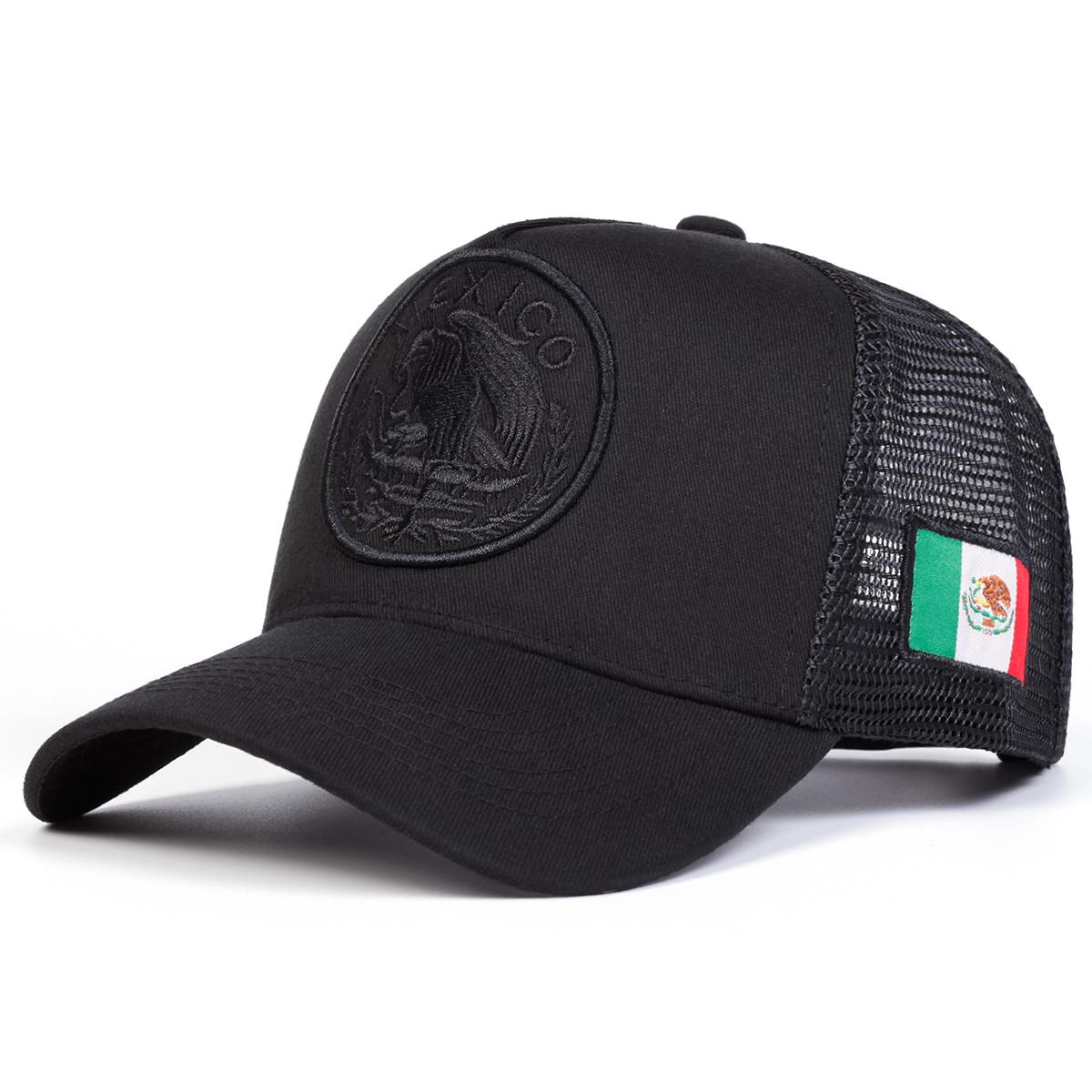 Herren Mexiko Flagge Bestickte Camouflage Baseballkappe Mesh Hut Outdoor Verstellbar Sonnenschutz Freizeit Hut Frühling Herbst Reise Tourismus Strandurlaub schwarz