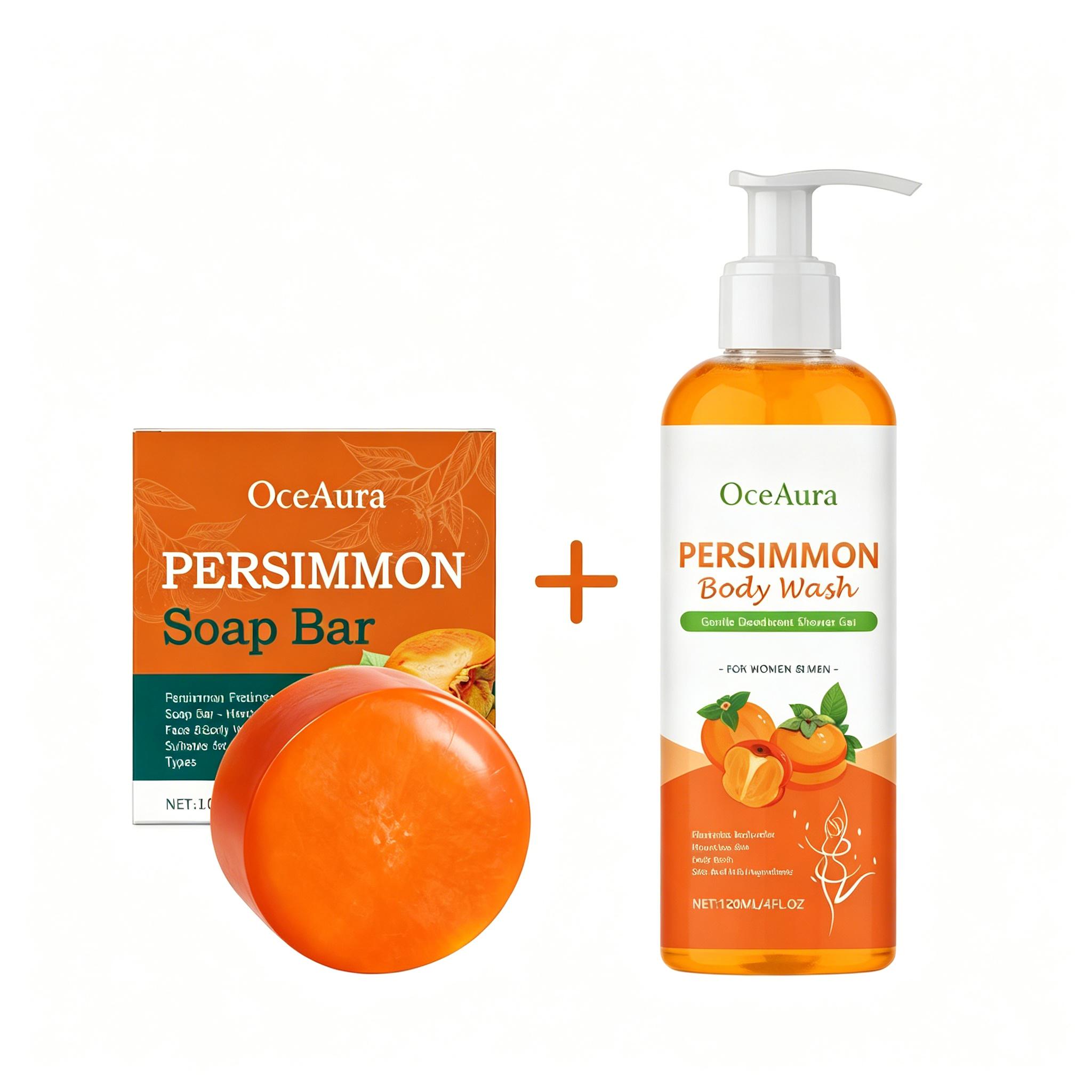 Kaki Duschgel zur Geruchskontrolle – Reinigendes, deodorierendes, feuchtigkeitsspendendes Duschgel zur Beseitigung von Körpergeruch 120ml 100g+120ml