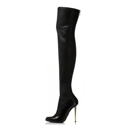 Frauen Über Das Knie Stiefel Weibliche Zip Sexy Schwarz Lange Stiefel Frau Dünne Ferse Damen Spitz Party Stiefel Frauen der Herbst Schuhe 39