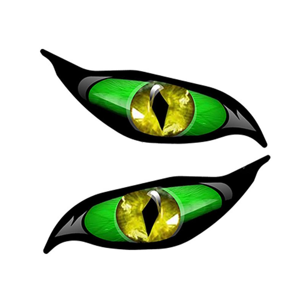 2 Stück 3D Stereo Motorrad Katzenaugen Aufkleber Rückspiegel Aufkleber für Motorrad Auto Dekoration Aufkleber Green Eyes