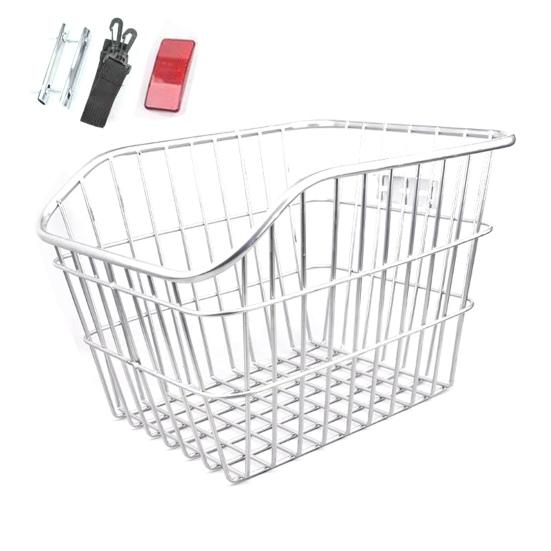 Fahrrad-Aufbewahrungskorb hinten, robust, große Kapazität, universeller MTB-, Rennrad- und Mountainbike-Metalldrahtkorb, Fahrradzubehör A silber