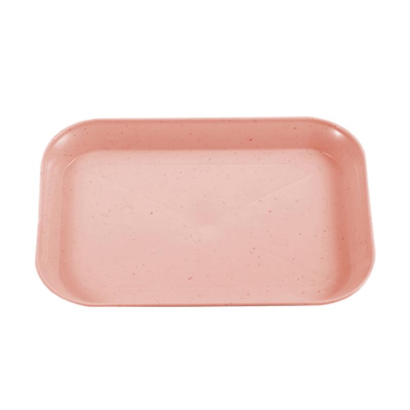 Aufbewahrungstablett aus Weizenstroh in Bonbonfarben, Obst-Snack-Teller, Aufbewahrungstablett für Kleinigkeiten auf dem Schreibtisch, kleiner quadratischer Teller aus Kunststoff, Dekortabletts rosa