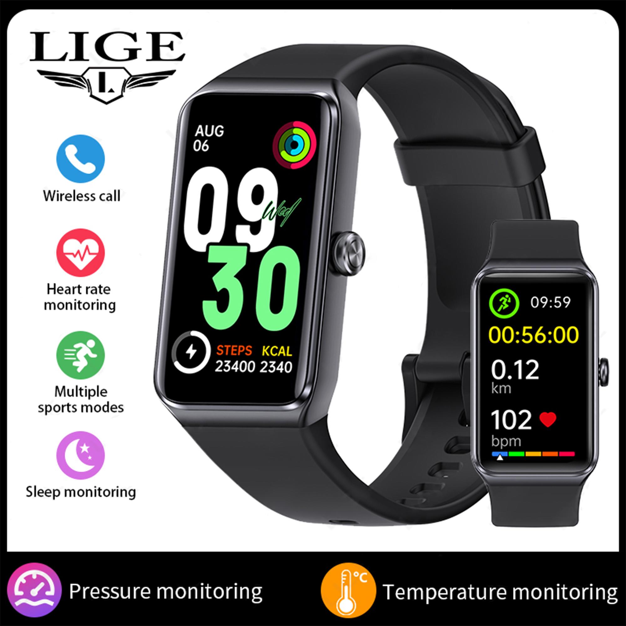 LIGE Neue Smartwatch C82 Bluetooth-Anruf Damen-Smartwatch 1,47 Zoll Gesundheitserkennung Outdoor-Sport Wasserdichtes Smart-Armband silicone strap schwarz