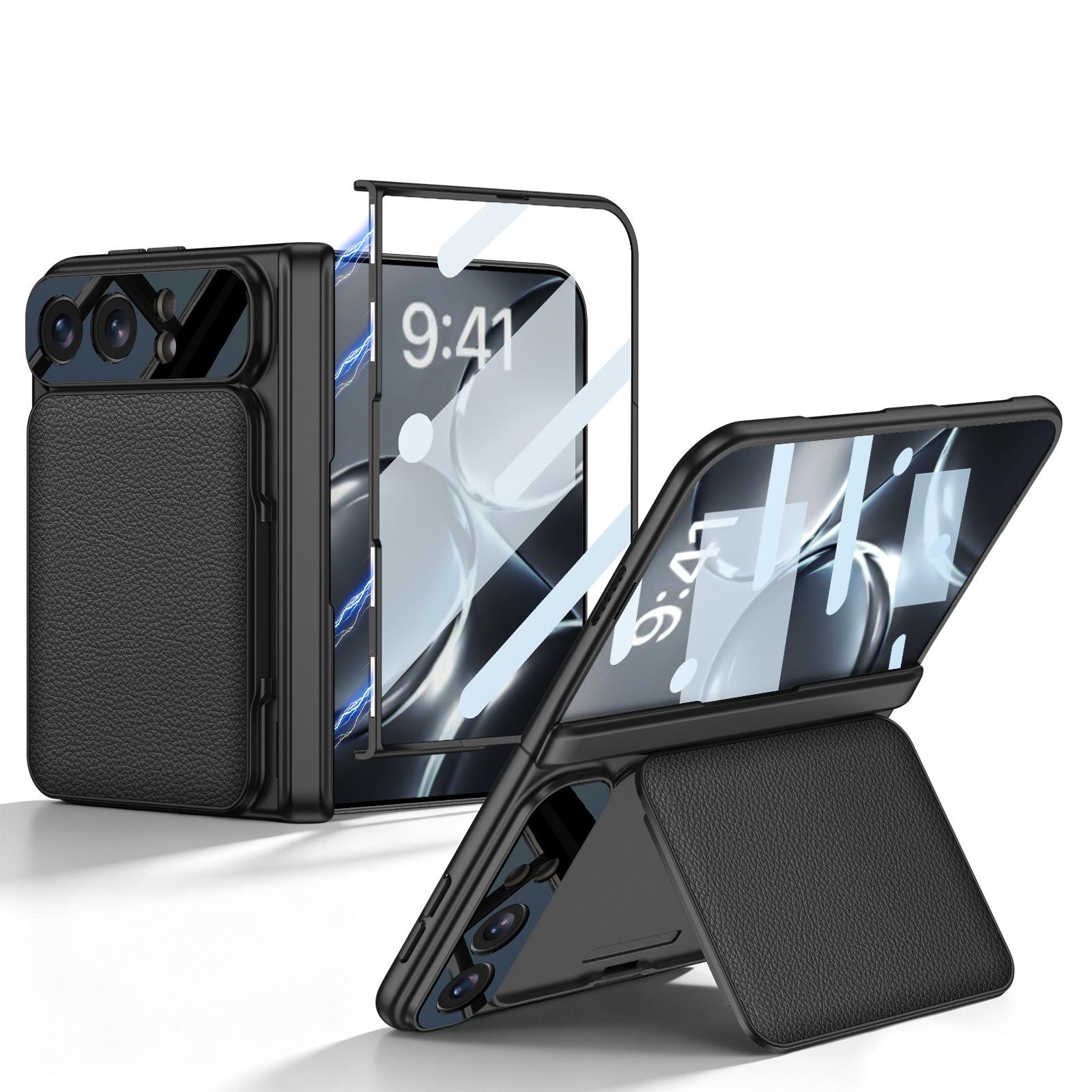 Für iPhone Duo Hülle Leder Flip Folio Cover mit Kartenfach Stoßfest Vollschutz Hülle mit Displayschutz für iPhone Duo Iphone Duo schwarz