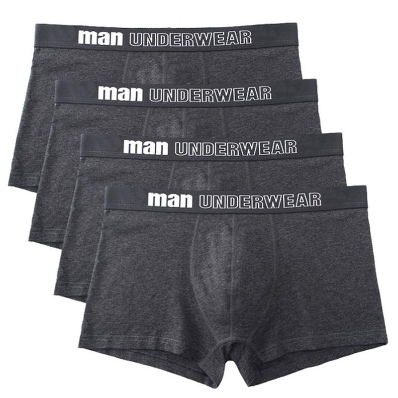 4 Stück Herrenunterwäsche aus Baumwolle, weiche Boxershorts, große Größe, hochwertige Unterhosen XXL dunkelgraue